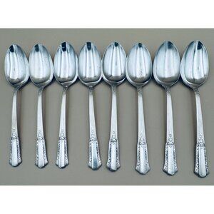 Set Of 8 International Silver Rogers 1940 TREASURE Silverplate Tea Spoons